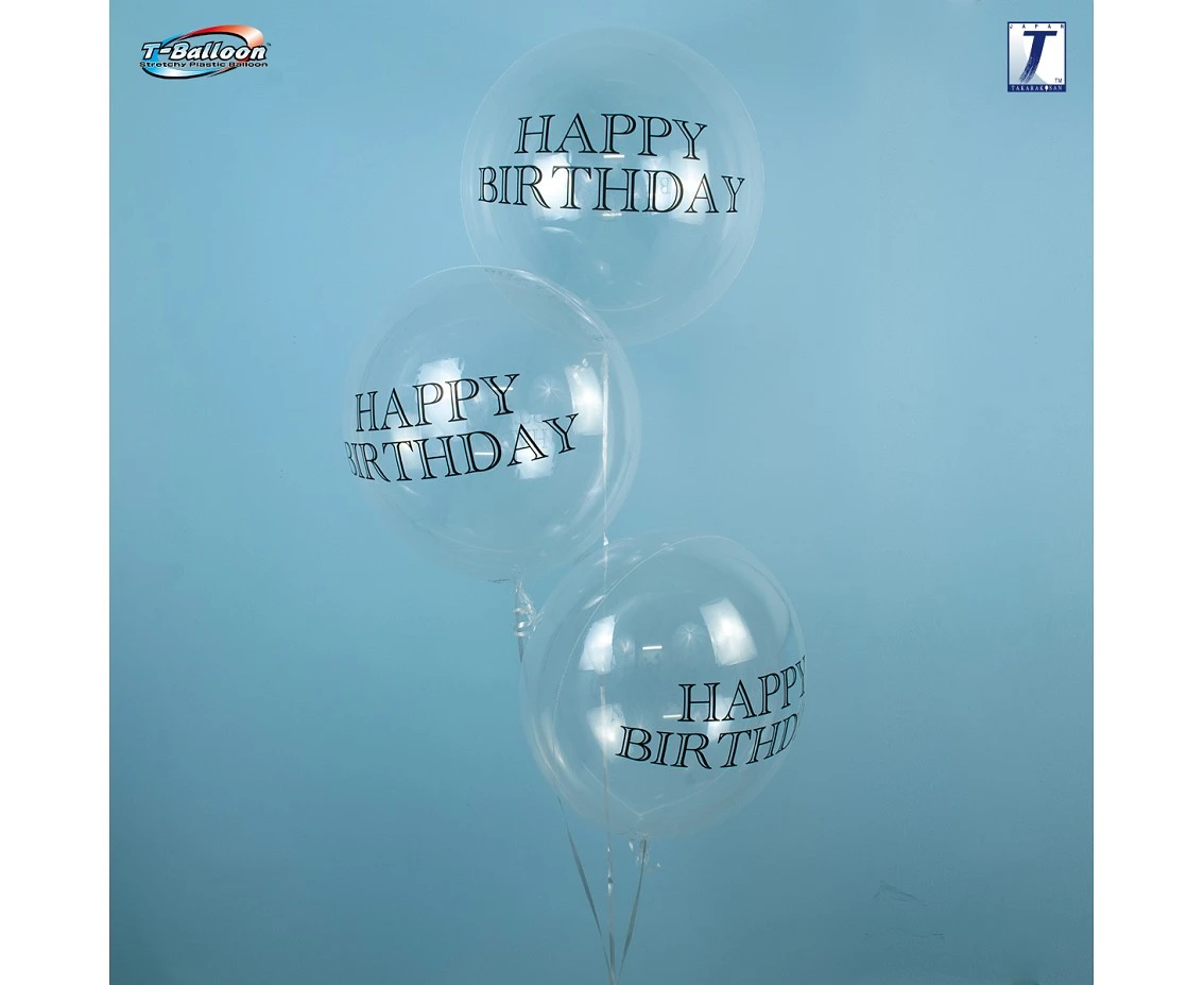 Balon Takara Bubble Balloon - Happy Birthday (drukowane), 330 mm/ 10 szt. (rozm. QL 15,0") KK